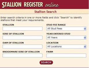 Stallion Register Online Thoroughbred sire search